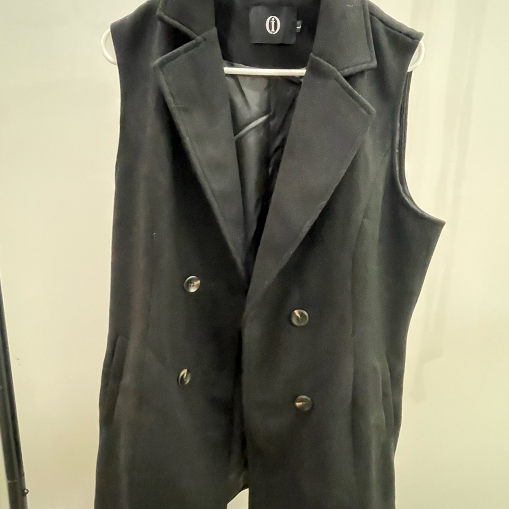 INC International Concepts Black Sleeveless Vest Jacket Women’s Large
